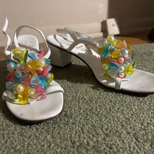 Vintage Beaded Italian Leather Heels